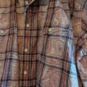 Wrangler Paisley and Plaid Button-Up Western Shirt